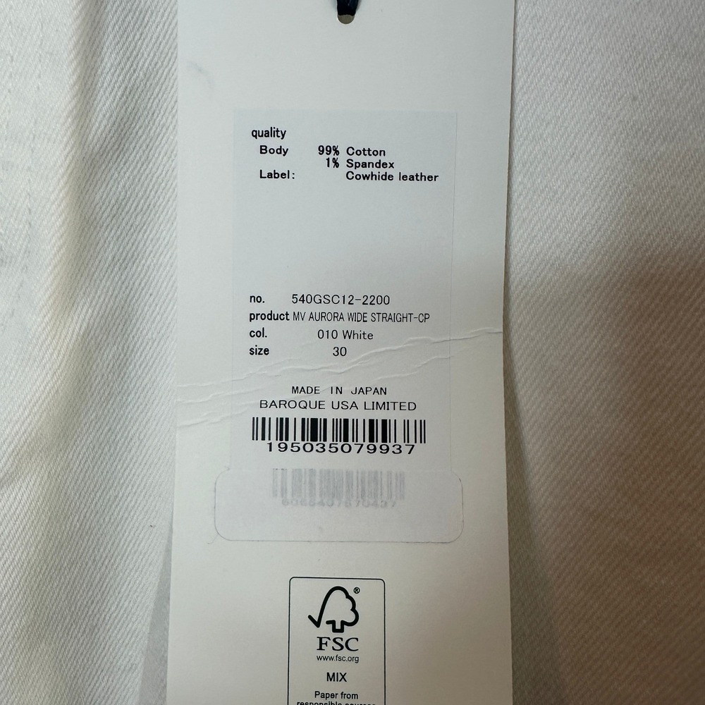 Moussy Vintage Aurora Wide Straight-Cropped Jeans White Raw Hem Size 30 NWT - Picture 6 of 11